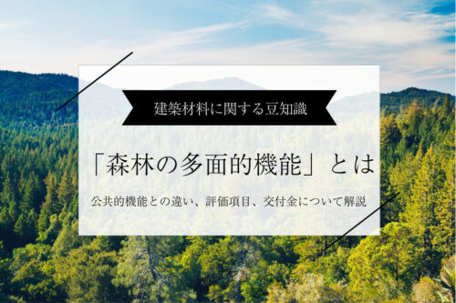 「森林の多面的機能」とは｜公共的機能との違い、評価項目、交付金について解説